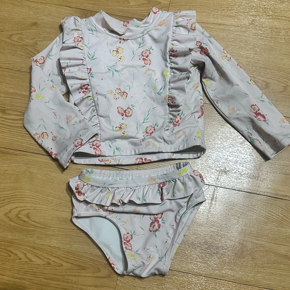 Janie and Jack rashguard swimsuit two piece toddler girls 18-24 months 2T